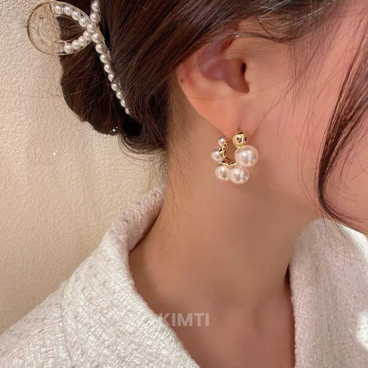 Korean Elegant Pearl Hoop Earring