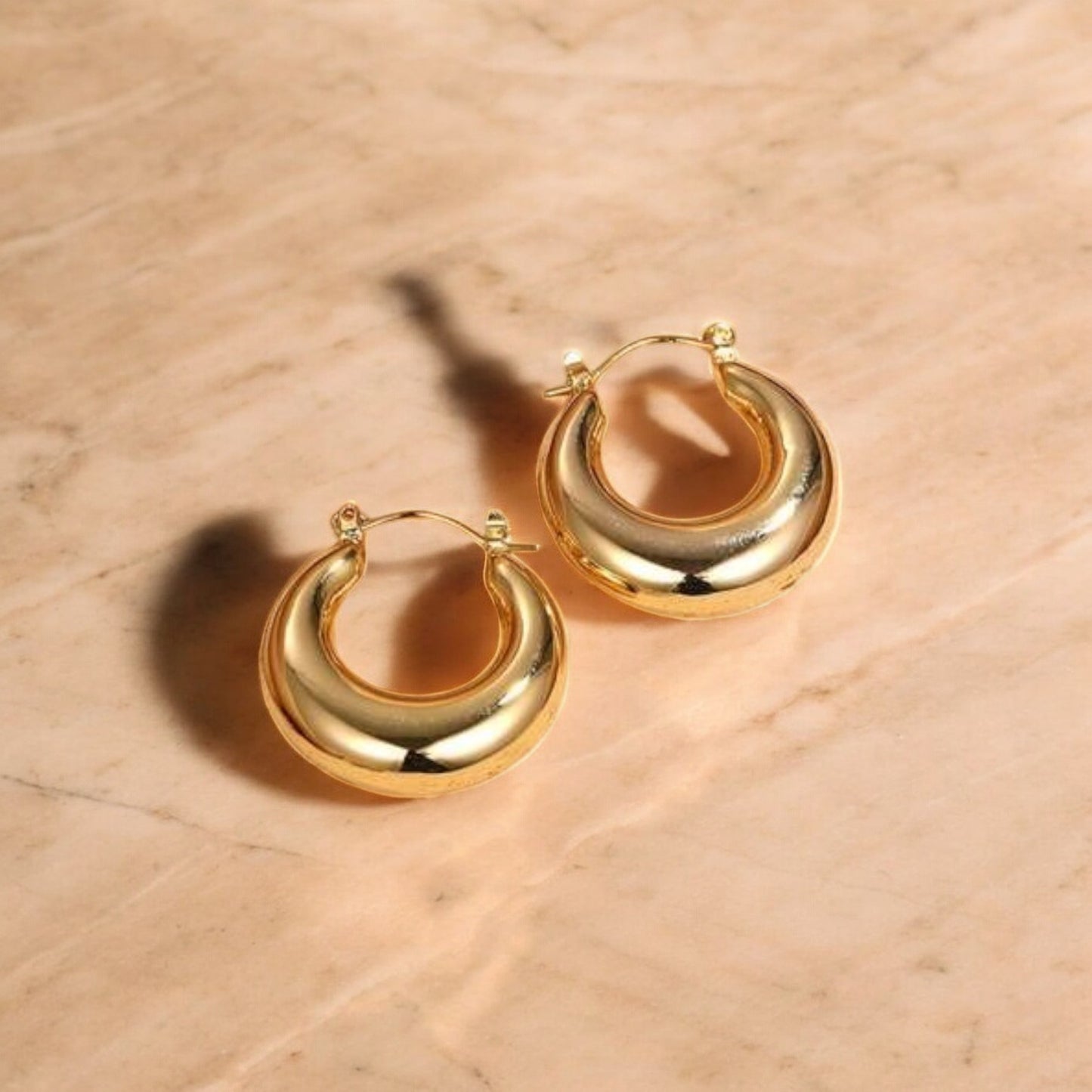 Anti Tarnish Golden Hoops Earrings