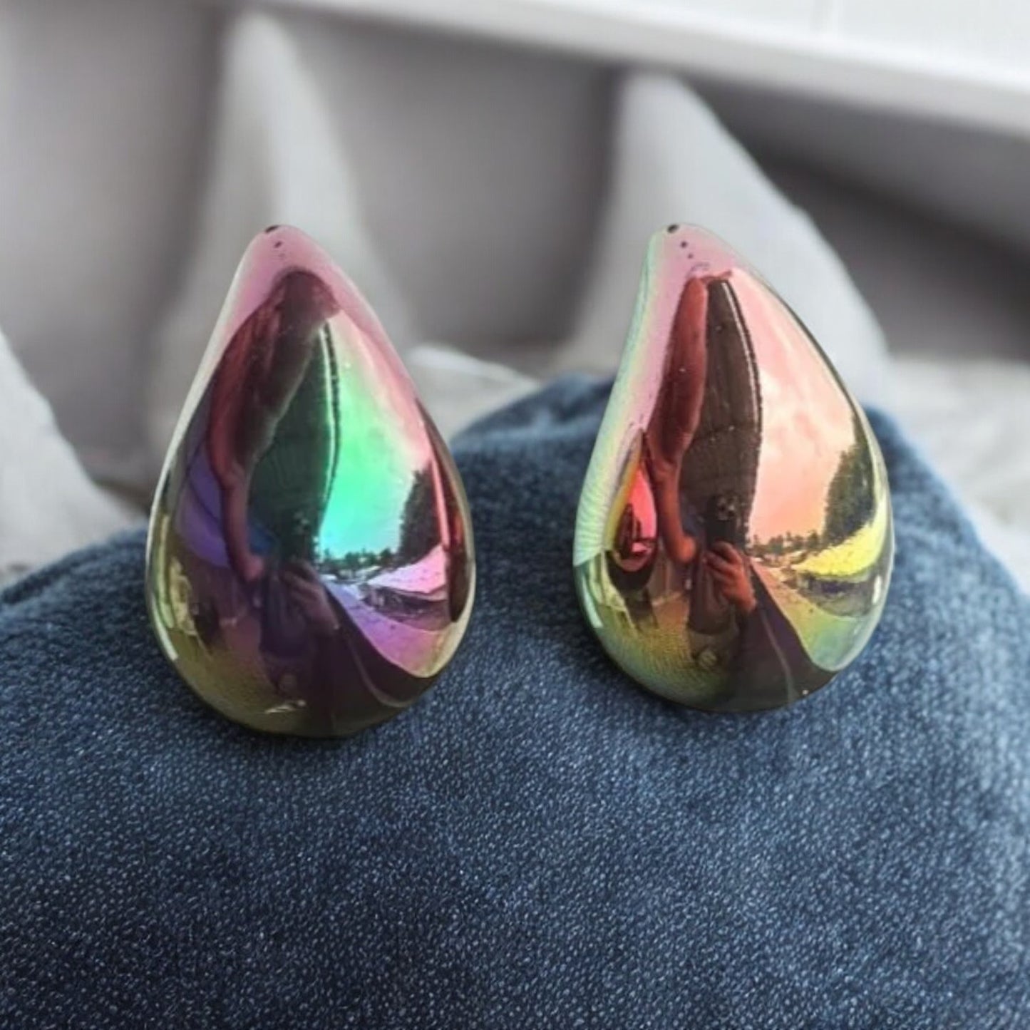 Rainbow Teardrop Hoops Earring