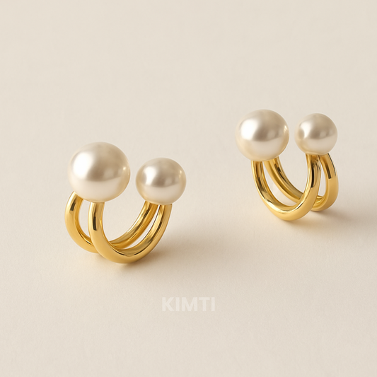 Golden Pearls Contemporary Studs Earring