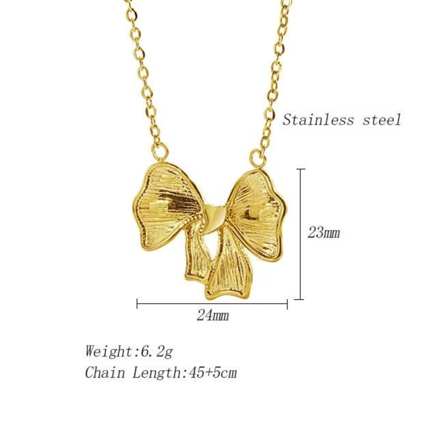 18K Gold Plated Bow  Anti Tarnish Necklace