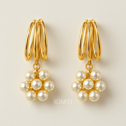 Golden Pearls Dangle Earring