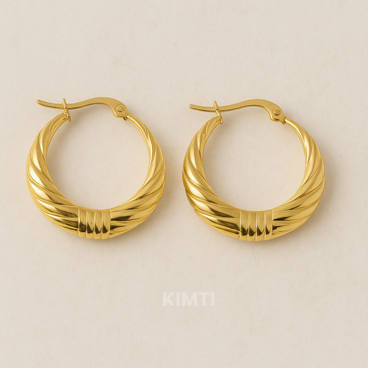 18k Gold Plated Round Thread Hoop Earring