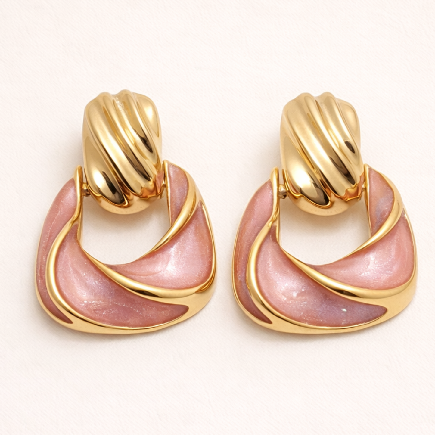 18K Gold Plated Enamel Swirl Drop Earrings