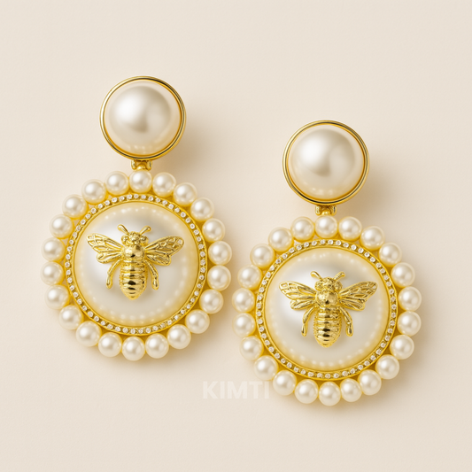 Bee Majesty – Luxe Pearl Halo Earrings