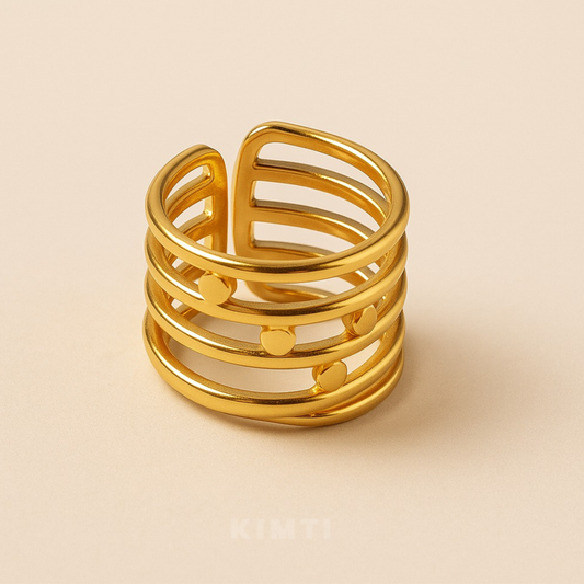 18K Gold Plated Rae Double Line Ring for Women