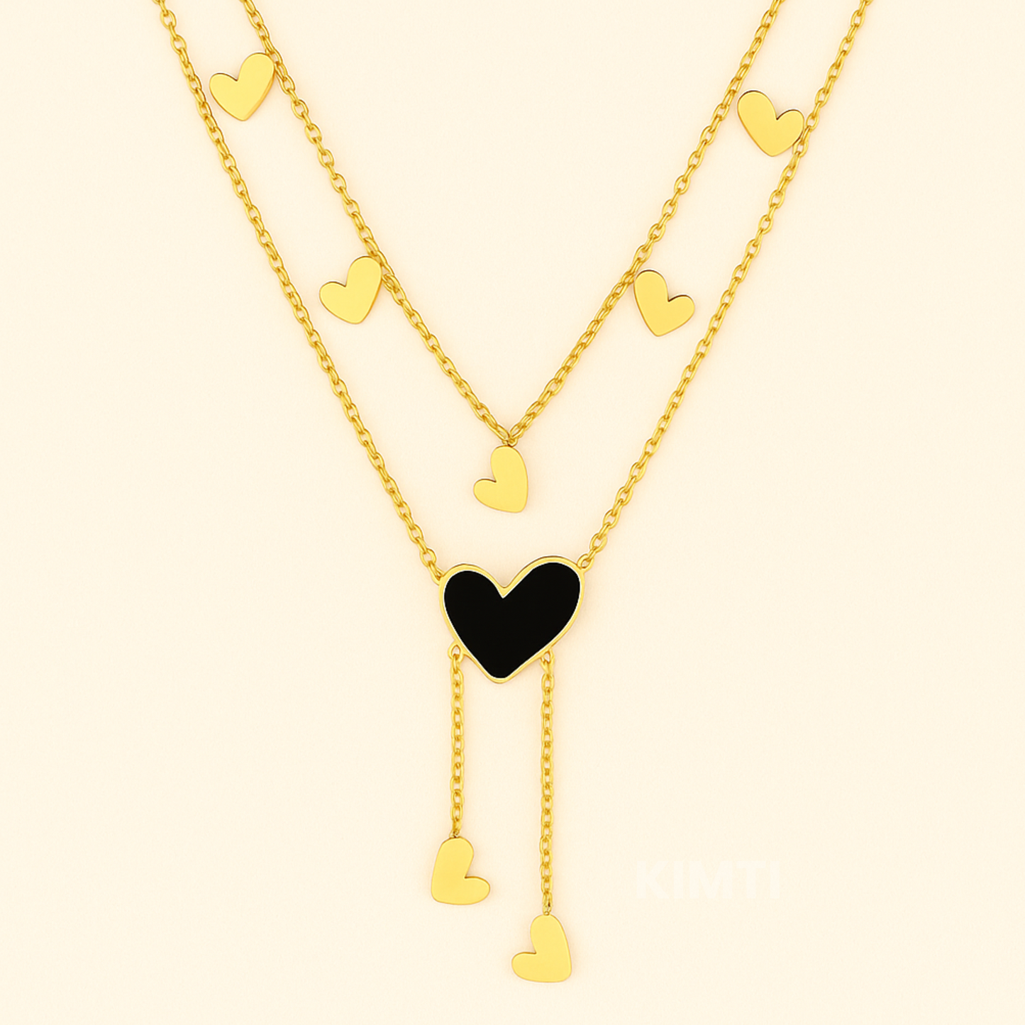 Dual Layer Anti Tarnish Heart Necklace