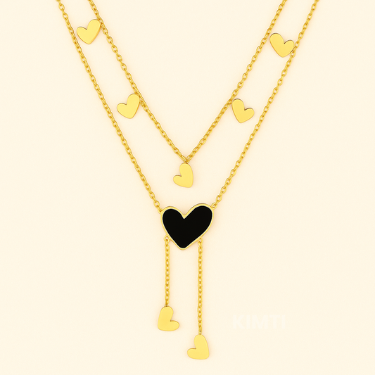 Dual Layer Anti Tarnish Heart Necklace