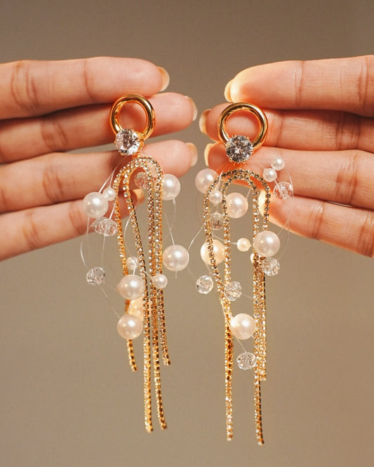 Champere 18 K Gold Plated Soirée Earrings