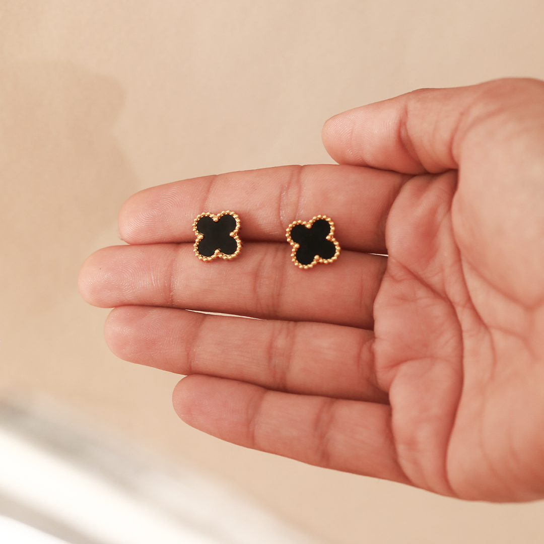 Fortelle 18K Gold Plated Enamel Studs