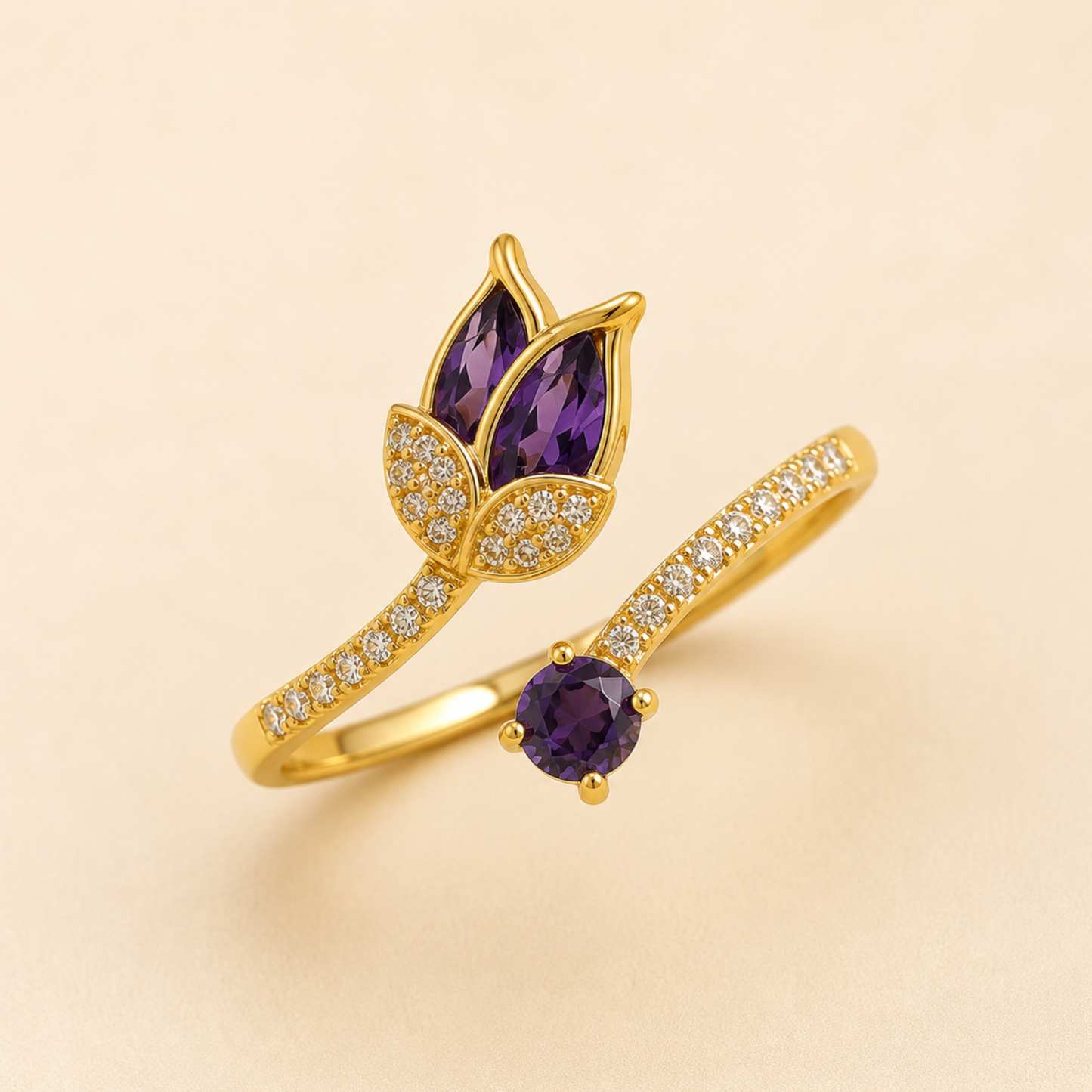 Amethyst Bloom Adjustable Ring