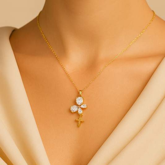 Crossflower Pendant Anti-Tarnish Necklace