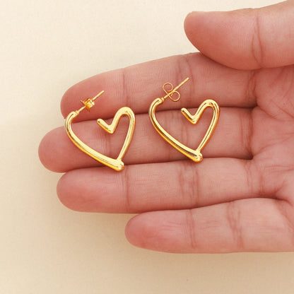 Amorelle 18 K Gold Plated Open Heart Hoops