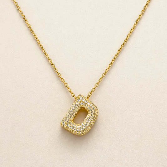 18k Gold Plated D Initial Necklace