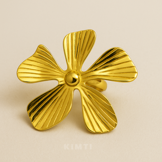 18K Gold Plated Vintage Style Flower Ring