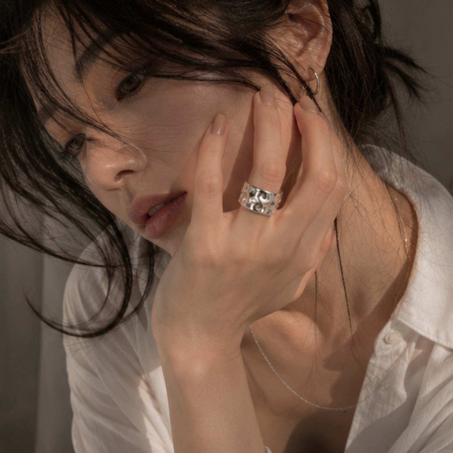 Silver Plated  Ripple Ring