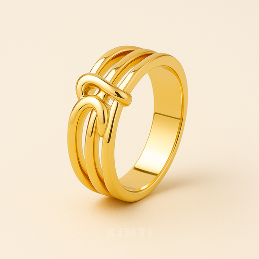 18K Gold Plated Three Layer Ring for Women