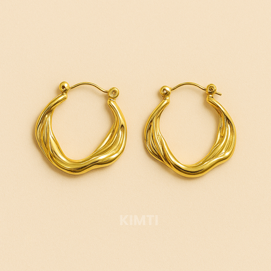 18k Gold Plated Prims Hoop Earring