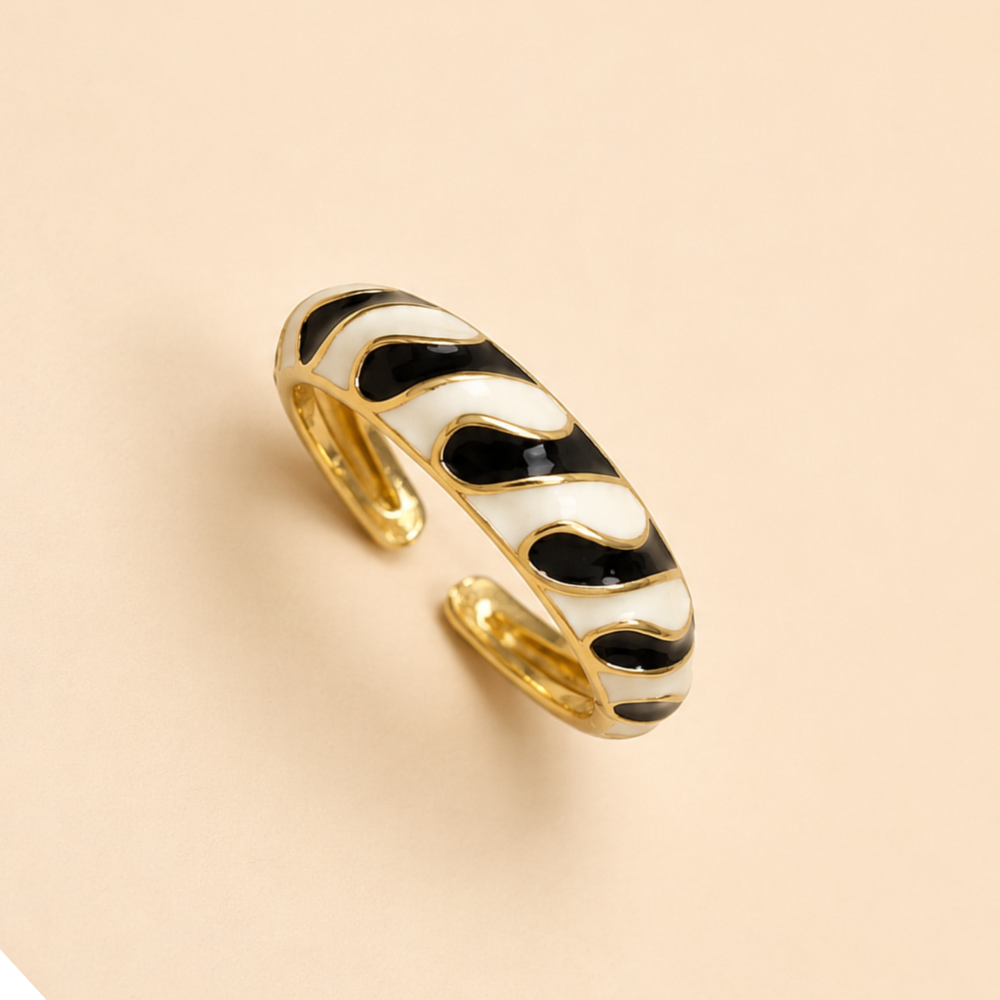 Classic Noir Enamel Adjustable Ring