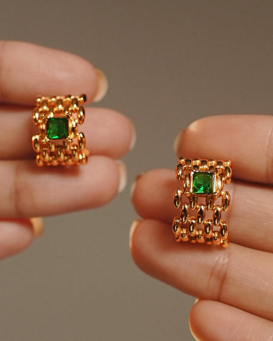 Emeris 18 K Gold Plated Soirée Earrings
