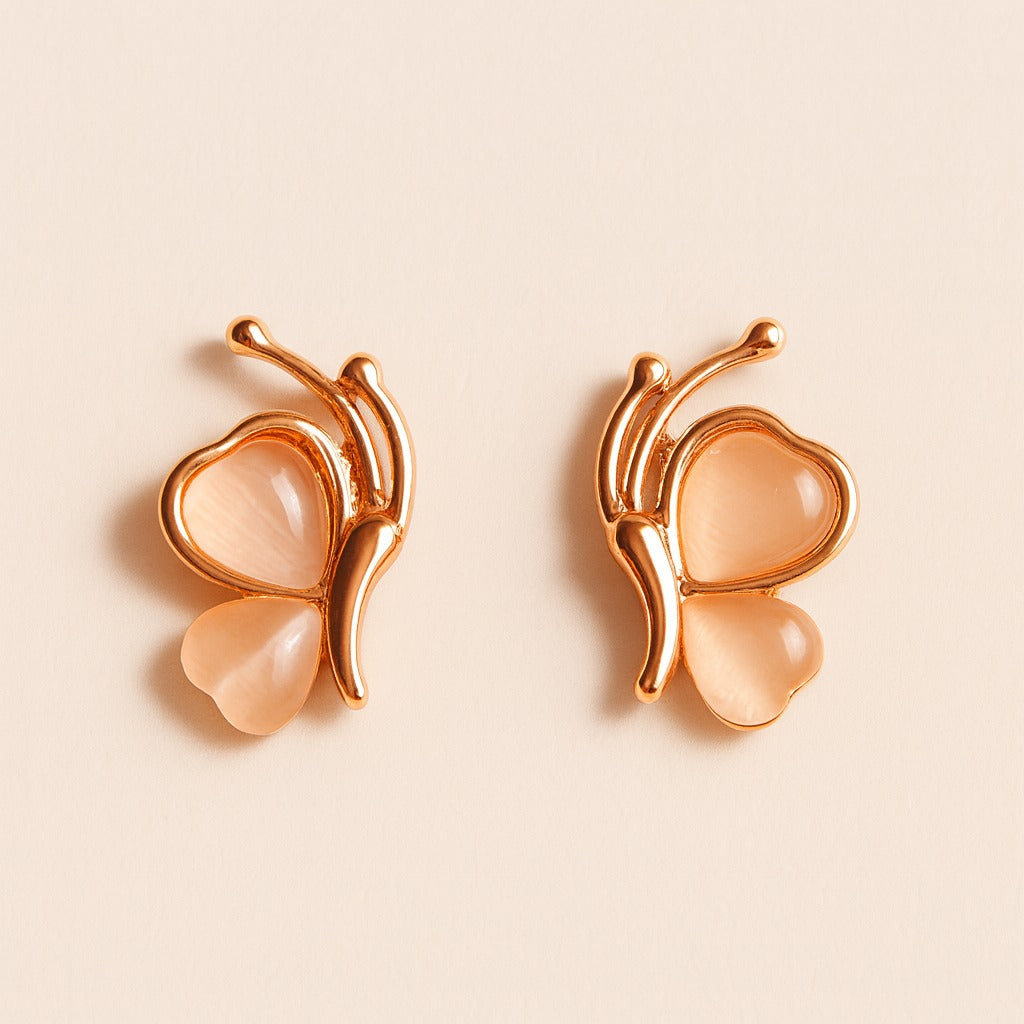 Peach Glow Butterfly Studs