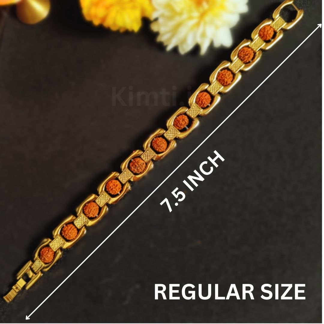 Premium Gold Plated 5 Mukhi 100% Authentic Rudraksha Bracelet