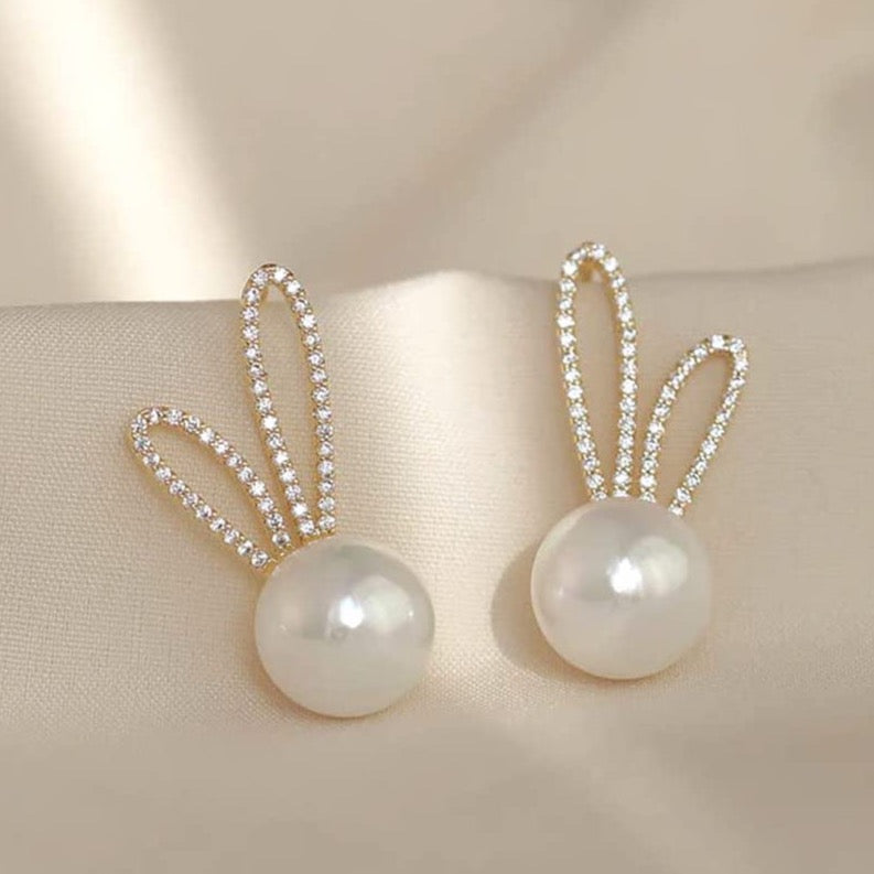 Pearl Bunny Silver Stud Earring