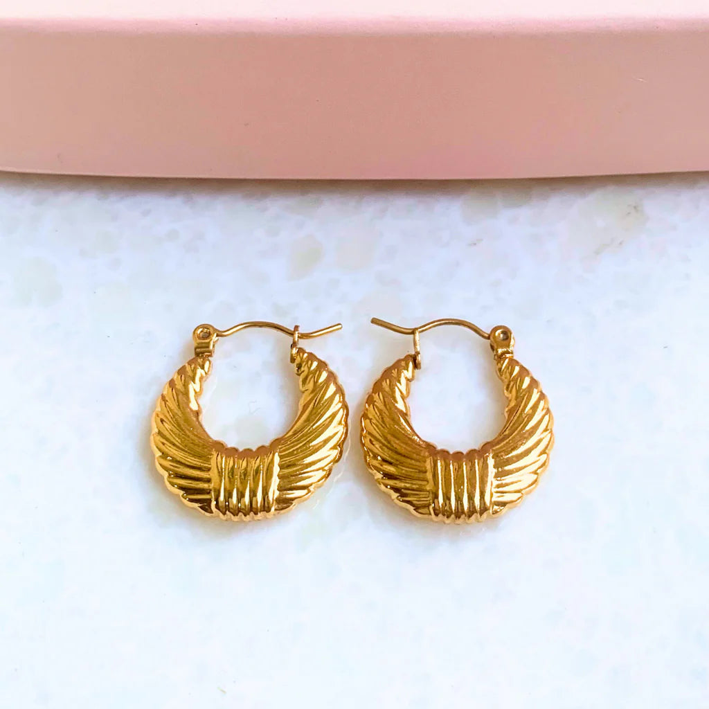 Anti Tarnish Date Hoops Earring