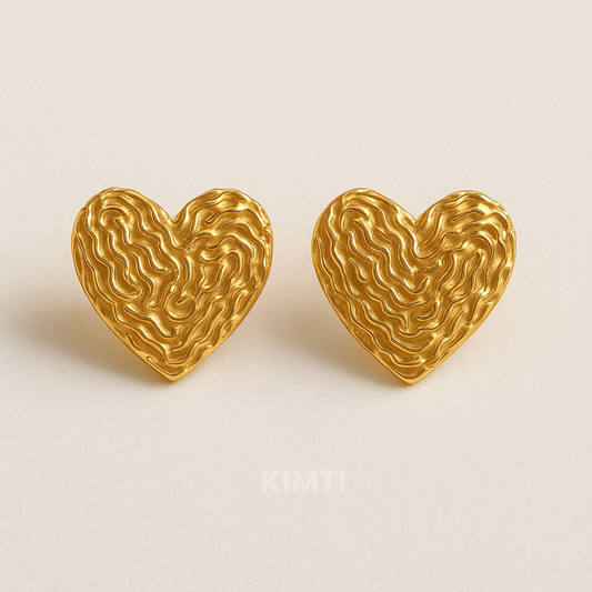 18K Gold Plated Tide Heart Earrings