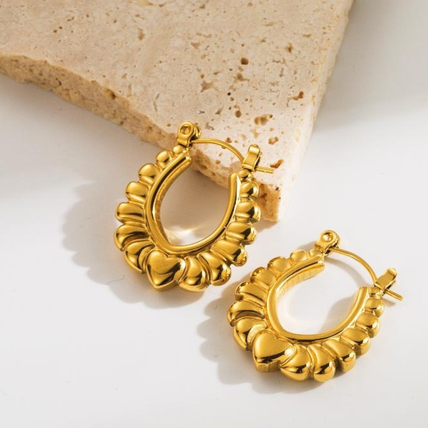 18K Gold Plated Designer Love-Inspired Gold Hoop Earrings