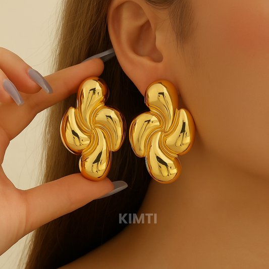18K Gold Plated Vintage Couture Flower Earrings