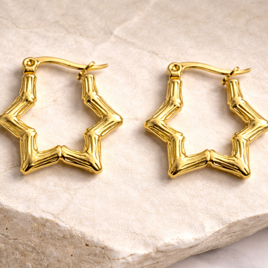 18K Gold Plated Zigzag Star Hoop Earrings