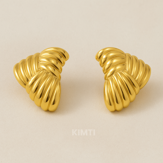 18K Gold Plated Triangle Swirl Earrings