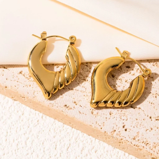 18K Gold Plated Twisted Sculptural Hoop Earrings