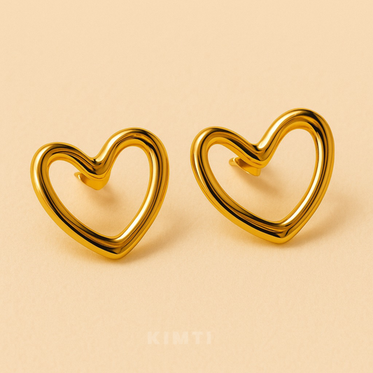 18K Gold Plated Crescent Love Earring