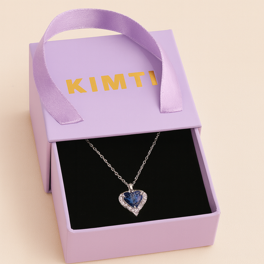 18k Gold Plated Blue Royale Lustrous Love Pendant Necklace