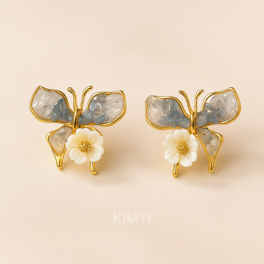 Butterfly Bloom – Sky Blue Stone Earrings