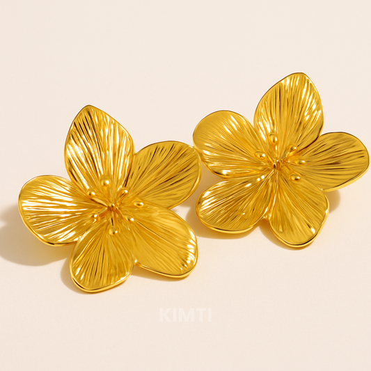 18K Gold-Plated Sunlit Petal Stud Earrings