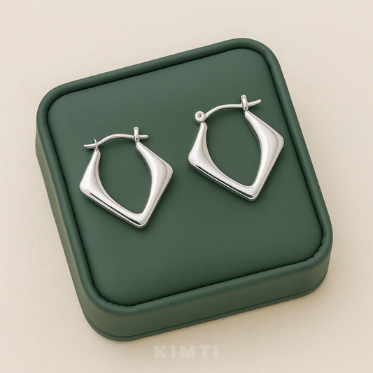 Anti-Tarnish Edgy Contemporary Hoops