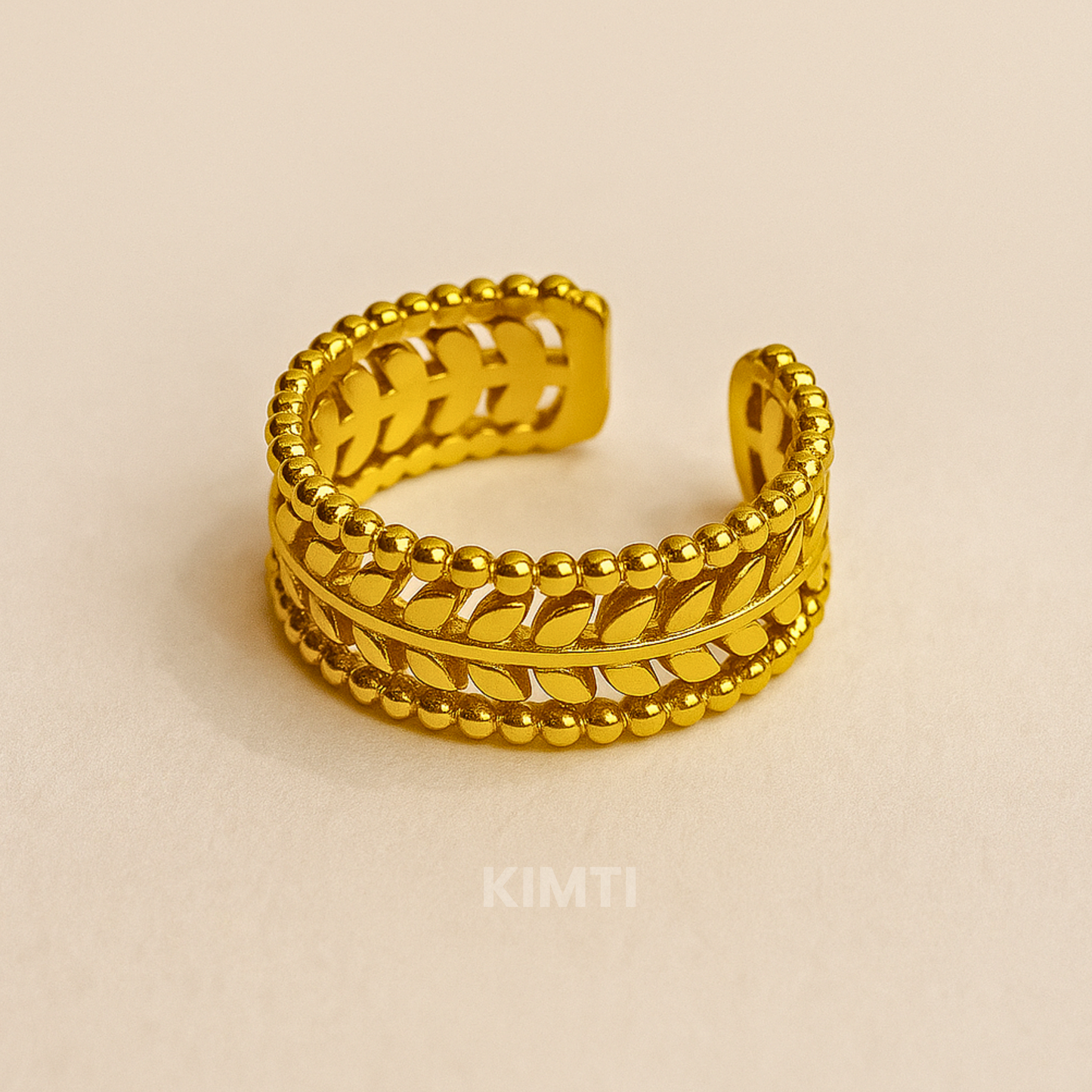 18k Gold Plated Leaf Adjustable Ring
