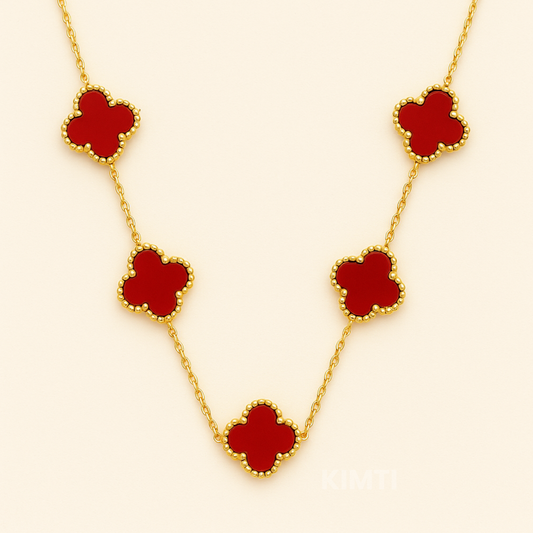 Red Dreamy Clover Anti Tarnish Necklace