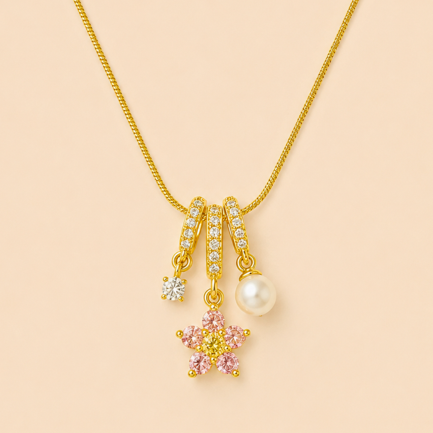 Pink Petal Charm Necklace