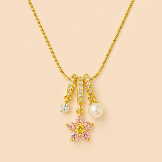 Pink Petal Charm Necklace