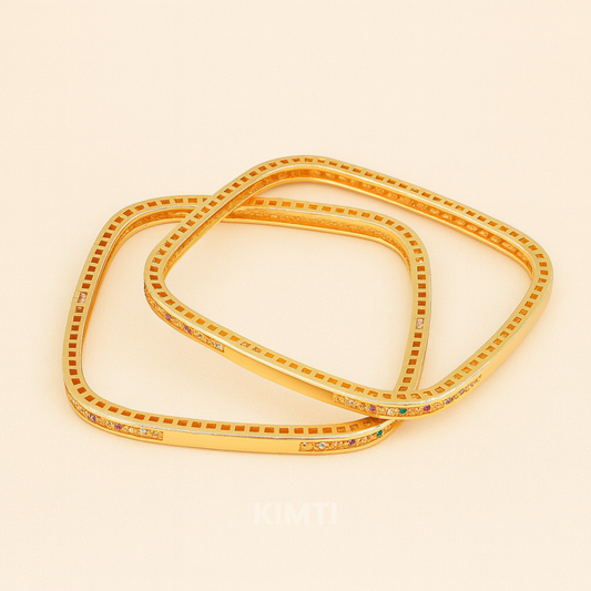 18k Gold Plated Square Grace Aurora Bangles