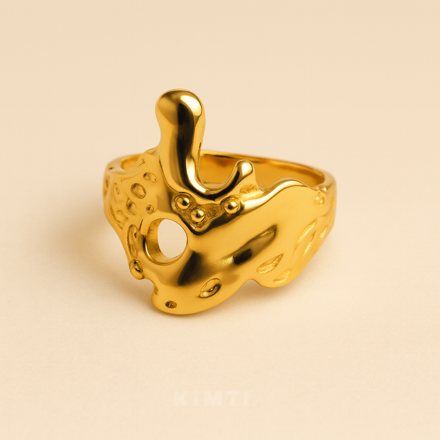 18K Gold Plated Abstract Melt Ring