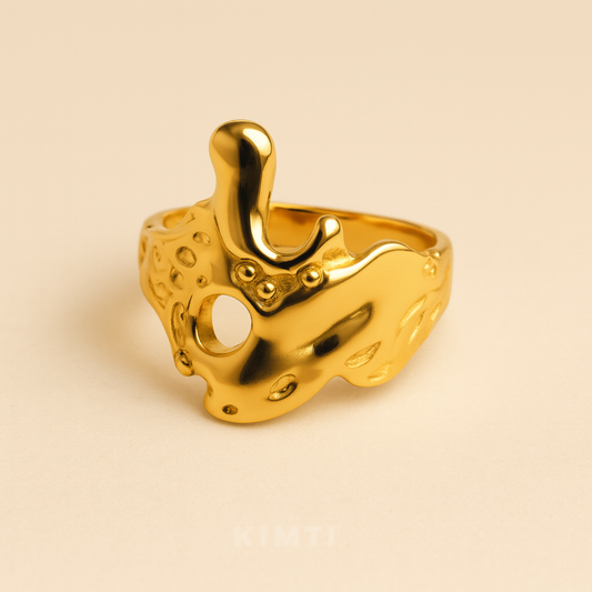18K Gold Plated Abstract Melt Ring