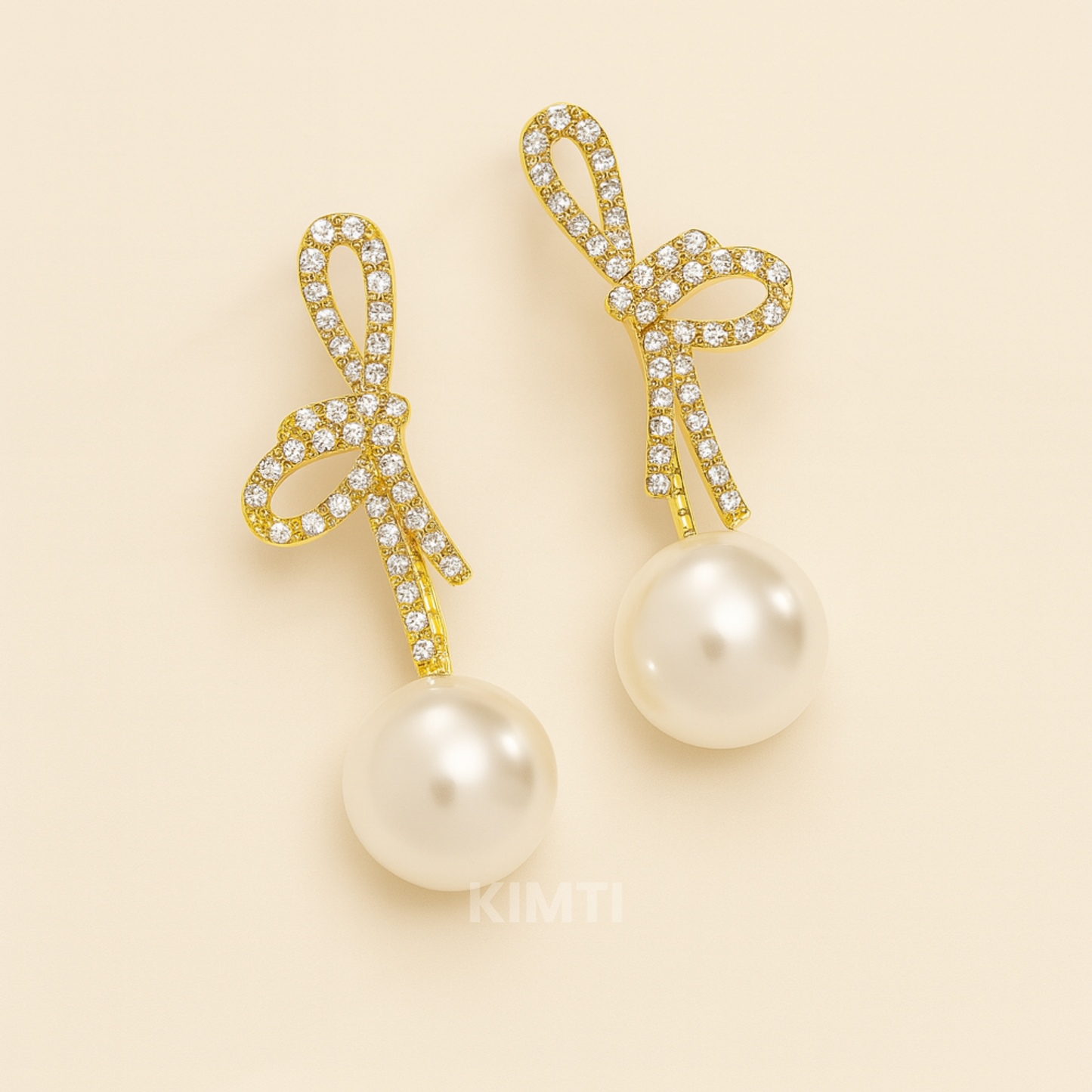 Diamond Knot Pearl Earrings