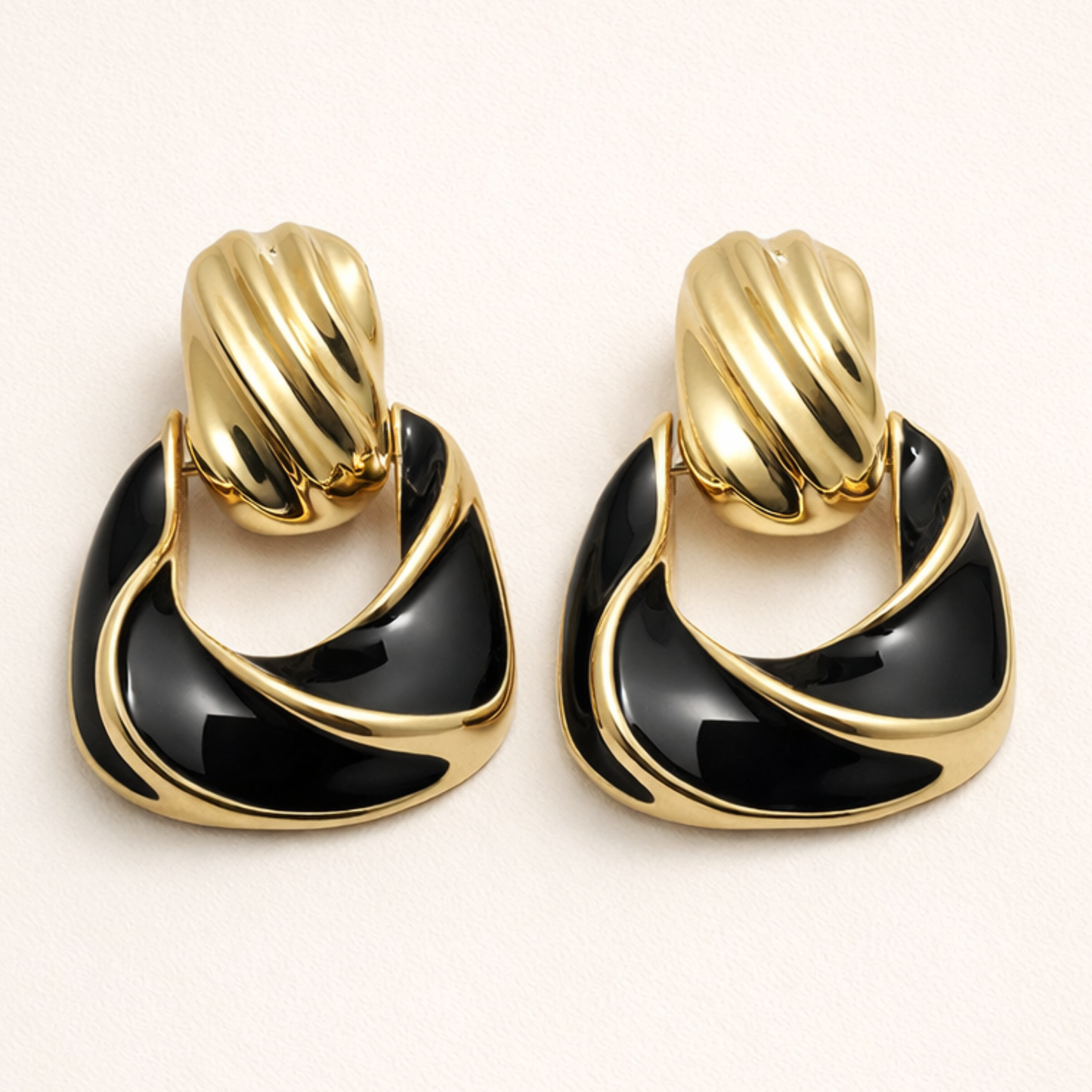 18K Gold Plated Enamel Swirl Drop Earrings