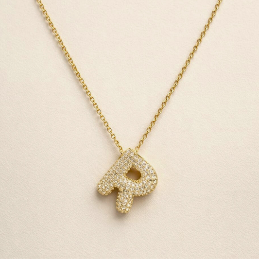 18k Gold Plated R Initial Necklace