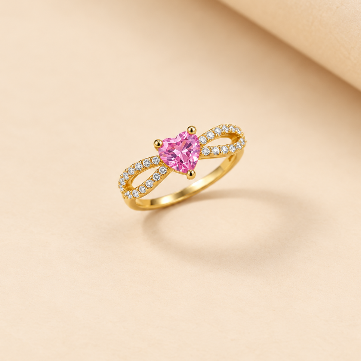 18K Gold-Plated Pink Heart Ring